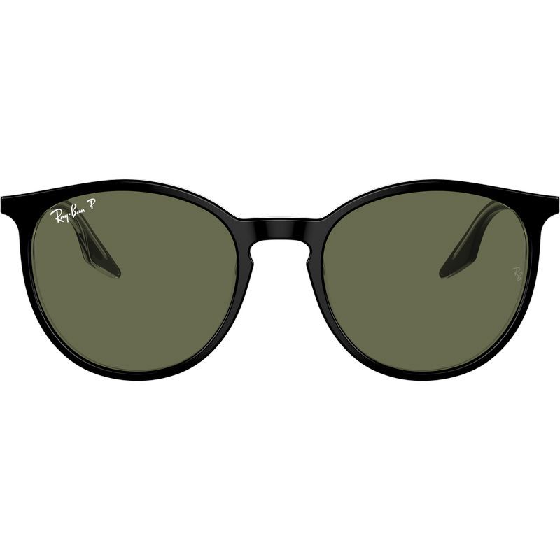 RB2204 - Black on Transparent/Green Polarised Glass Lenses 54 Eye Size